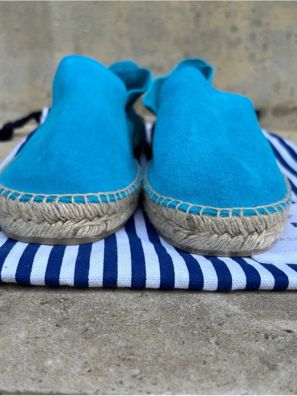 Manebi Turquoise Suede Espadrilles Slip On Flats Size EU 42 US 11 11.5
